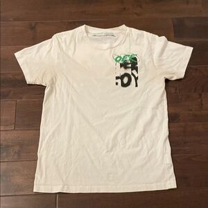 Off-White White Short Sleeve Tee with Black and Green Print